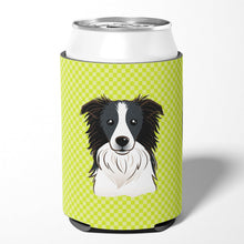 Load image into Gallery viewer, Checkerboard Lime Green Border Collie Can or Bottle Hugger BB1303CC