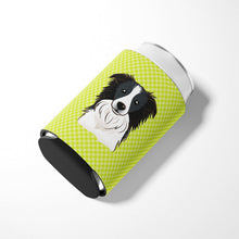 Load image into Gallery viewer, Checkerboard Lime Green Border Collie Can or Bottle Hugger BB1303CC