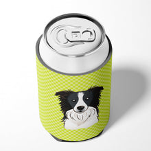 Load image into Gallery viewer, Checkerboard Lime Green Border Collie Can or Bottle Hugger BB1303CC