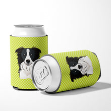 Load image into Gallery viewer, Checkerboard Lime Green Border Collie Can or Bottle Hugger BB1303CC