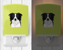 Load image into Gallery viewer, Checkerboard Lime Green Border Collie Ceramic Night Light BB1303CNL