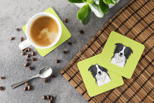 Load image into Gallery viewer, Checkerboard Lime Green Border Collie Coasters - Set of 4 Lightweight Foam, Absorbent Drink Coasters BB1303FC