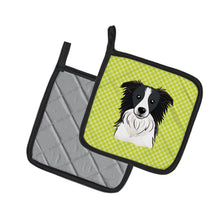 Load image into Gallery viewer, Checkerboard Lime Green Border Collie Pot Holders - Set of 2 - Heat-Resistant Kitchen Essentials BB1303PTHD