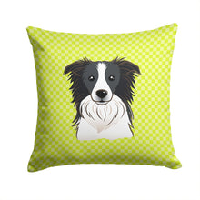 Load image into Gallery viewer, Checkerboard Lime Green Border Collie Canvas Throw Pillow - 14x14 Decorative Pillow – Art for Your Home &amp; Patio BB1303PW1414