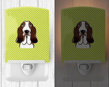 Load image into Gallery viewer, Checkerboard Lime Green Basset Hound Ceramic Night Light BB1305CNL