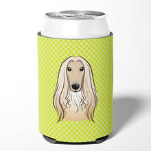 Load image into Gallery viewer, Checkerboard Lime Green Afghan Hound Can or Bottle Hugger BB1306CC