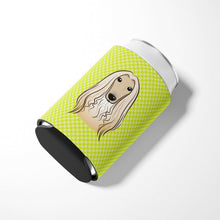 Load image into Gallery viewer, Checkerboard Lime Green Afghan Hound Can or Bottle Hugger BB1306CC