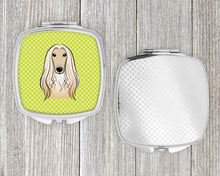 Load image into Gallery viewer, Checkerboard Lime Green Afghan Hound Compact Mirror – Stylish Purse Mirror with Artistic Covers BB1306SCM