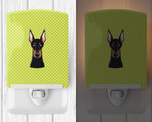 Load image into Gallery viewer, Checkerboard Lime Green Doberman Ceramic Night Light BB1307CNL