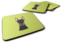 Load image into Gallery viewer, Checkerboard Lime Green Doberman Coasters - Set of 4 Lightweight Foam, Absorbent Drink Coasters BB1307FC