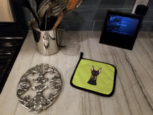 Load image into Gallery viewer, Checkerboard Lime Green Doberman Pot Holders - Set of 2 - Heat-Resistant Kitchen Essentials BB1307PTHD