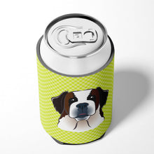 Load image into Gallery viewer, Checkerboard Lime Green Saint Bernard Can or Bottle Hugger BB1308CC