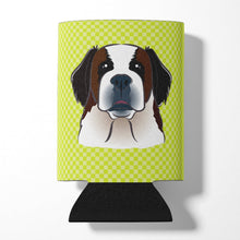 Load image into Gallery viewer, Checkerboard Lime Green Saint Bernard Can or Bottle Hugger BB1308CC