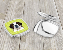 Load image into Gallery viewer, Checkerboard Lime Green Saint Bernard Compact Mirror – Stylish Purse Mirror with Artistic Covers BB1308SCM