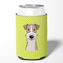 Load image into Gallery viewer, Checkerboard Lime Green Wire Haired Fox Terrier Can or Bottle Hugger BB1309CC