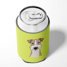 Load image into Gallery viewer, Checkerboard Lime Green Wire Haired Fox Terrier Can or Bottle Hugger BB1309CC