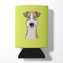 Load image into Gallery viewer, Checkerboard Lime Green Wire Haired Fox Terrier Can or Bottle Hugger BB1309CC