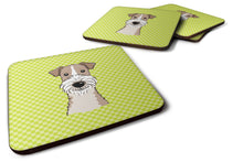 Load image into Gallery viewer, Checkerboard Lime Green Wire Haired Fox Terrier Coasters - Set of 4 Lightweight Foam, Absorbent Drink Coasters BB1309FC