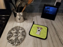 Load image into Gallery viewer, Checkerboard Lime Green Wire Haired Fox Terrier Pot Holders - Set of 2 - Heat-Resistant Kitchen Essentials BB1309PTHD