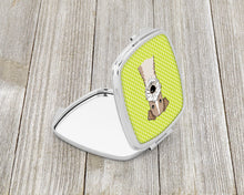 Load image into Gallery viewer, Checkerboard Lime Green Wire Haired Fox Terrier Compact Mirror – Stylish Purse Mirror with Artistic Covers BB1309SCM