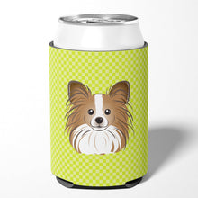 Load image into Gallery viewer, Checkerboard Lime Green Papillon Can or Bottle Hugger BB1310CC