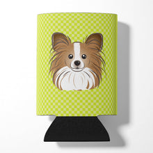 Load image into Gallery viewer, Checkerboard Lime Green Papillon Can or Bottle Hugger BB1310CC