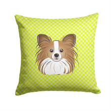 Load image into Gallery viewer, Checkerboard Lime Green Papillon Canvas Throw Pillow - 14x14 Decorative Pillow – Art for Your Home &amp; Patio BB1310PW1414