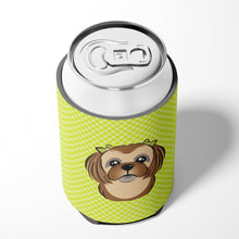 Load image into Gallery viewer, Checkerboard Lime Green Chocolate Brown Shih Tzu Can or Bottle Hugger BB1311CC