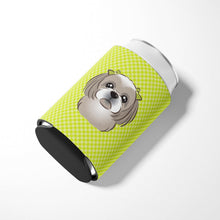 Load image into Gallery viewer, Checkerboard Lime Green Gray Silver Shih Tzu Can or Bottle Hugger BB1312CC