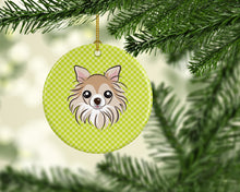 Load image into Gallery viewer, Checkerboard Lime Green Chihuahua Ceramic Ornament BB1313CO1