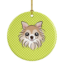 Load image into Gallery viewer, Checkerboard Lime Green Chihuahua Ceramic Ornament BB1313CO1