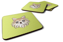 Load image into Gallery viewer, Checkerboard Lime Green Chihuahua Coasters - Set of 4 Lightweight Foam, Absorbent Drink Coasters BB1313FC
