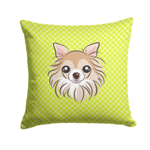 Load image into Gallery viewer, Checkerboard Lime Green Chihuahua Canvas Throw Pillow - 14x14 Decorative Pillow – Art for Your Home &amp; Patio BB1313PW1414