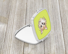 Load image into Gallery viewer, Checkerboard Lime Green Chihuahua Compact Mirror – Stylish Purse Mirror with Artistic Covers BB1313SCM