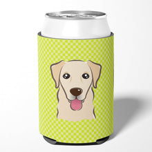 Load image into Gallery viewer, Checkerboard Lime Green Golden Retriever Can or Bottle Hugger BB1314CC