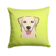 Load image into Gallery viewer, Checkerboard Lime Green Golden Retriever Canvas Throw Pillow - 14x14 Decorative Pillow – Art for Your Home &amp; Patio BB1314PW1414