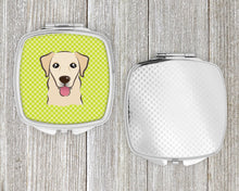 Load image into Gallery viewer, Checkerboard Lime Green Golden Retriever Compact Mirror – Stylish Purse Mirror with Artistic Covers BB1314SCM
