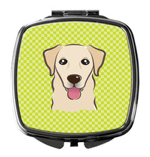Load image into Gallery viewer, Checkerboard Lime Green Golden Retriever Compact Mirror – Stylish Purse Mirror with Artistic Covers BB1314SCM