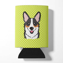 Load image into Gallery viewer, Checkerboard Lime Green Corgi Can or Bottle Hugger BB1317CC
