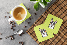 Load image into Gallery viewer, Checkerboard Lime Green Corgi Coasters - Set of 4 Lightweight Foam, Absorbent Drink Coasters BB1317FC