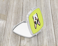 Load image into Gallery viewer, Checkerboard Lime Green Corgi Compact Mirror – Stylish Purse Mirror with Artistic Covers BB1317SCM