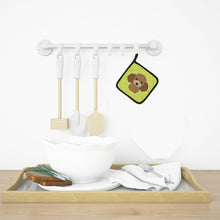 Load image into Gallery viewer, Checkerboard Lime Green Chocolate Brown Poodle Pot Holders - Set of 2 - Heat-Resistant Kitchen Essentials BB1318PTHD