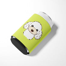 Load image into Gallery viewer, Checkerboard Lime Green White Poodle Can or Bottle Hugger BB1319CC