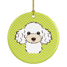 Load image into Gallery viewer, Checkerboard Lime Green White Poodle Ceramic Ornament