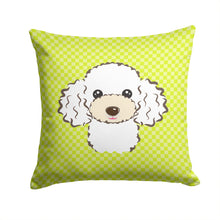 Load image into Gallery viewer, Checkerboard Lime Green White Poodle Canvas Throw Pillow - 14x14 Decorative Pillow – Art for Your Home &amp; Patio BB1319PW1414