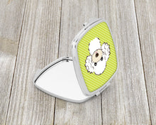 Load image into Gallery viewer, Checkerboard Lime Green White Poodle Compact Mirror – Stylish Purse Mirror with Artistic Covers BB1319SCM
