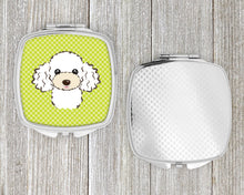 Load image into Gallery viewer, Checkerboard Lime Green White Poodle Compact Mirror – Stylish Purse Mirror with Artistic Covers BB1319SCM