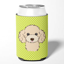 Load image into Gallery viewer, Checkerboard Lime Green Buff Poodle Can or Bottle Hugger BB1320CC