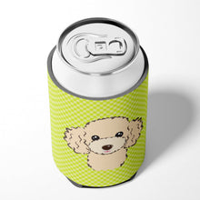 Load image into Gallery viewer, Checkerboard Lime Green Buff Poodle Can or Bottle Hugger BB1320CC