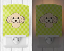 Load image into Gallery viewer, Checkerboard Lime Green Buff Poodle Ceramic Night Light BB1320CNL